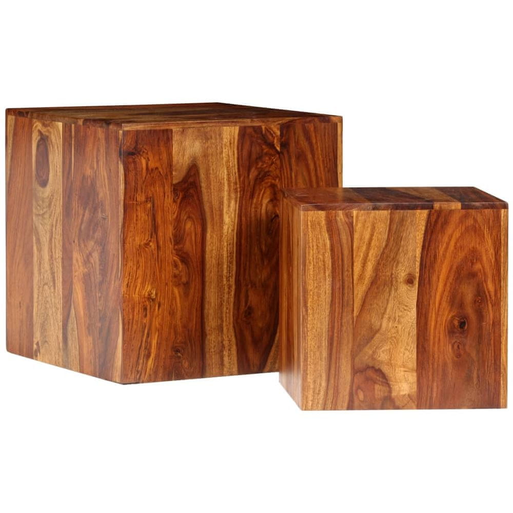 Petromila vidaXL Konferenčné stolíky, 2 ks, masív sheeshamové drevo, 40x40x40 cm